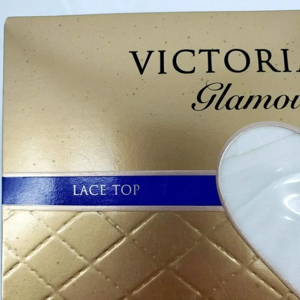 Vintage Victoria's Secret Glamour Sheers Lace Tops Thigh Highs Small‎ Pure White